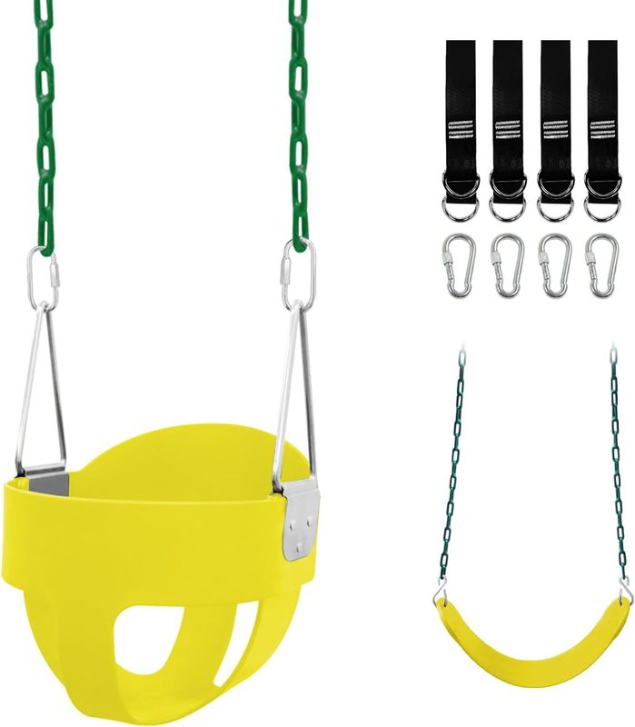 Toddler Swing Set for Outside - High Back Full Bucket Seat with 4 Hanging Straps