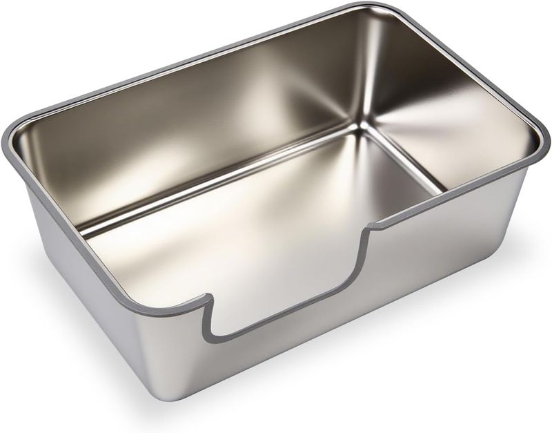 TownTime Stainless Steel Cat Litter Box,Jumbo XL Extra Large Mental Cat Litter