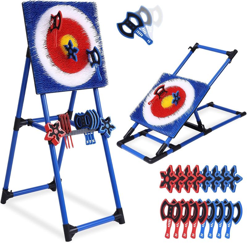 Axe Throwing Game for Backyard - 8 Throwing Axes Set - Deluxe Foldable Plastic