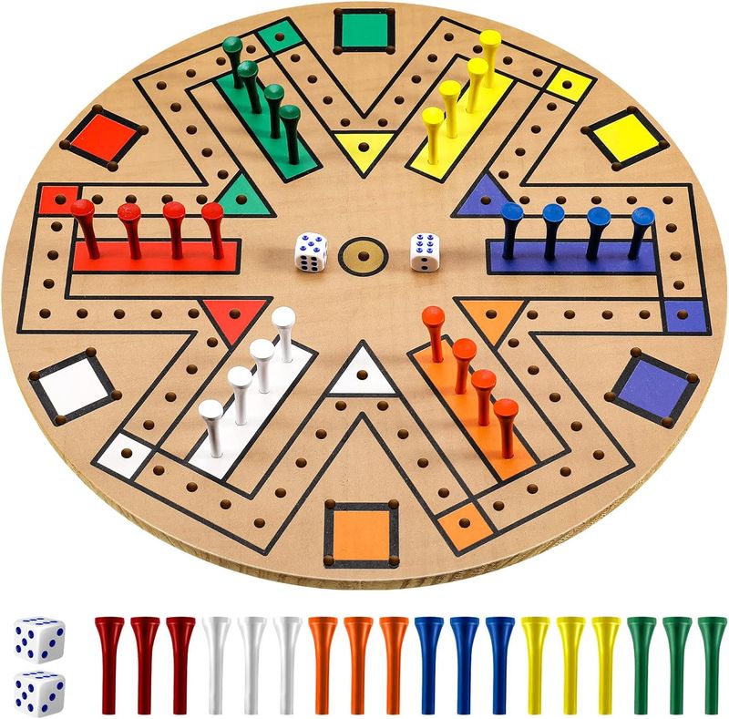Kathfly Fast Track Board Game Wooden 3-6 Players Board Game Set with 24 Boards