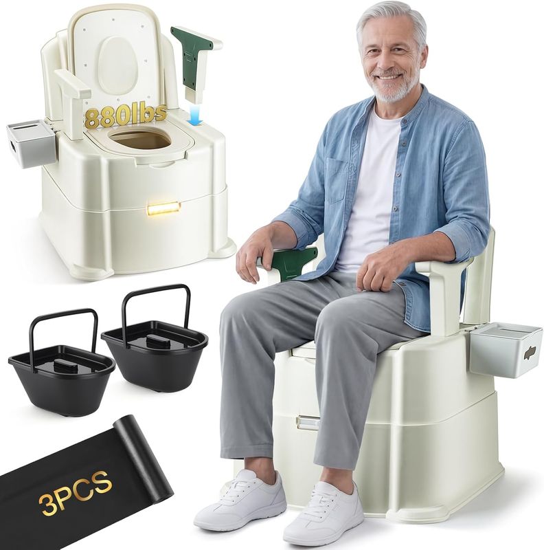 Hybodies Bedside Commode, Portable Toilet for Adults, Commode Chair for Toilet