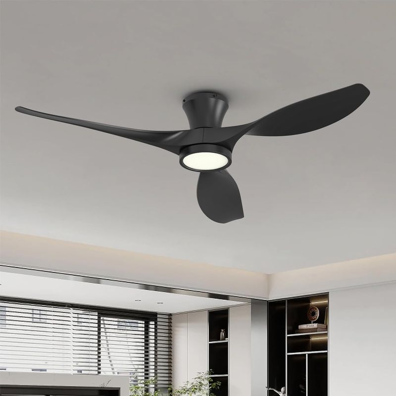 TALOYA 52 Inch Ceiling Fan with Led Light Remote Control Flush Mount Low Profile