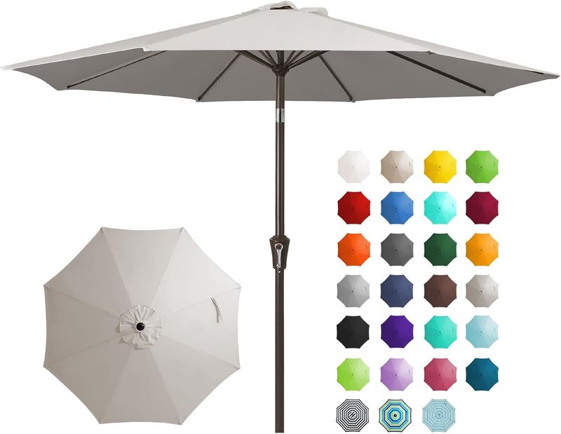 JEAREY 9FT Outdoor Patio Umbrella Outdoor Table Umbrella with Push Button Tilt