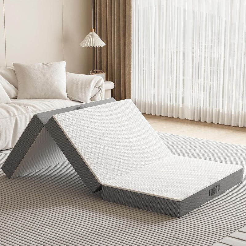 Tri-Fold Memory Foam Mattress Twin 4 inch Single Folding with Washable Covers