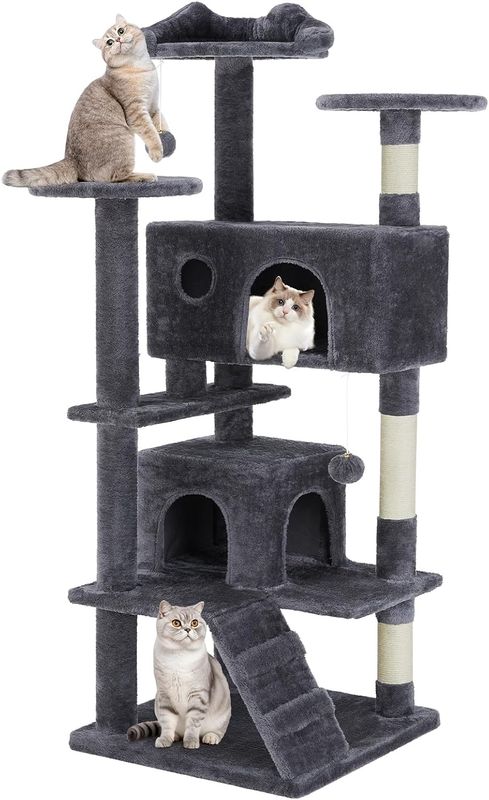 Aidoly Cat Tree 54 Inch, Multi-Level Cat Tower with Condo, Perches, Sisal
