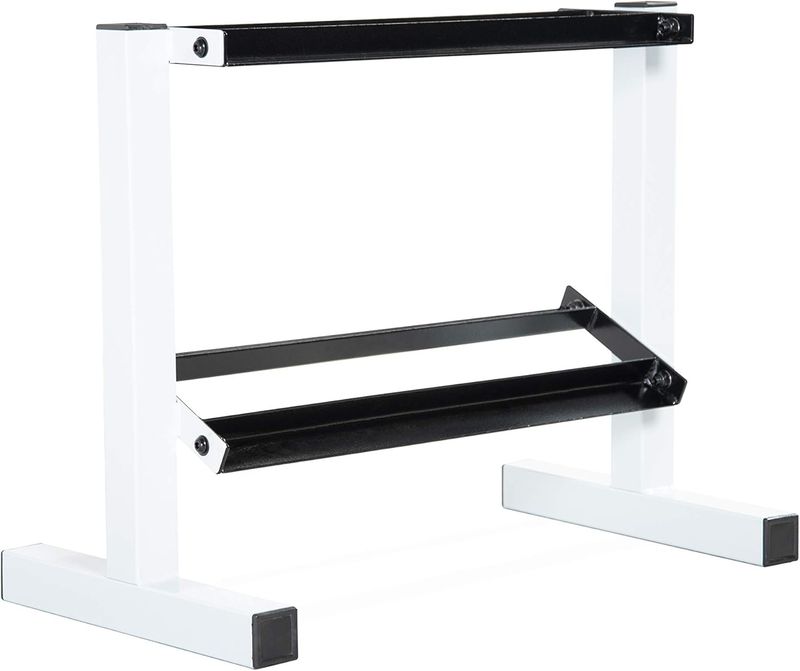 Cap Barbell Two Tier Dumbbell Rack, 24 inch, Black/White