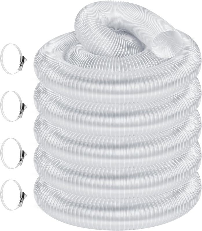 Elecoman 4 inch x 50' Heavy PVC Dust Collection Hose, Flexible Clear Debris and Fume