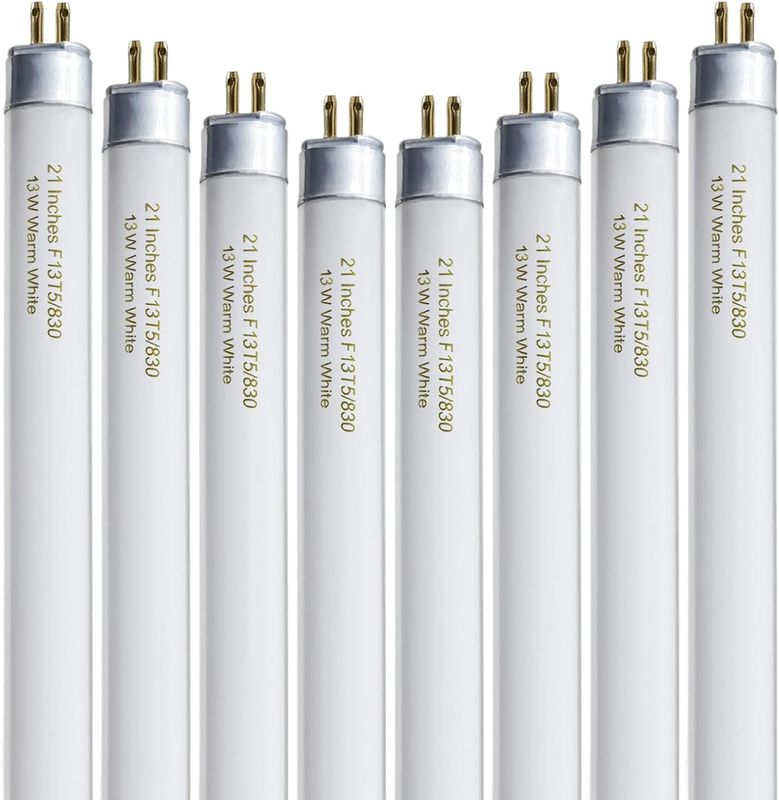 8 Pack 21 Inch T5 Fluorescent Light Bulb 13 Watt F13T5/WW
