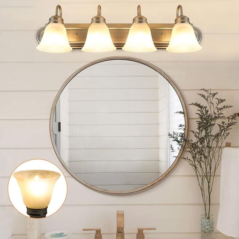 DLLT Bathroom Vanity Light Fixtures, 4-Light Brushed Nickel Wall Lighting with