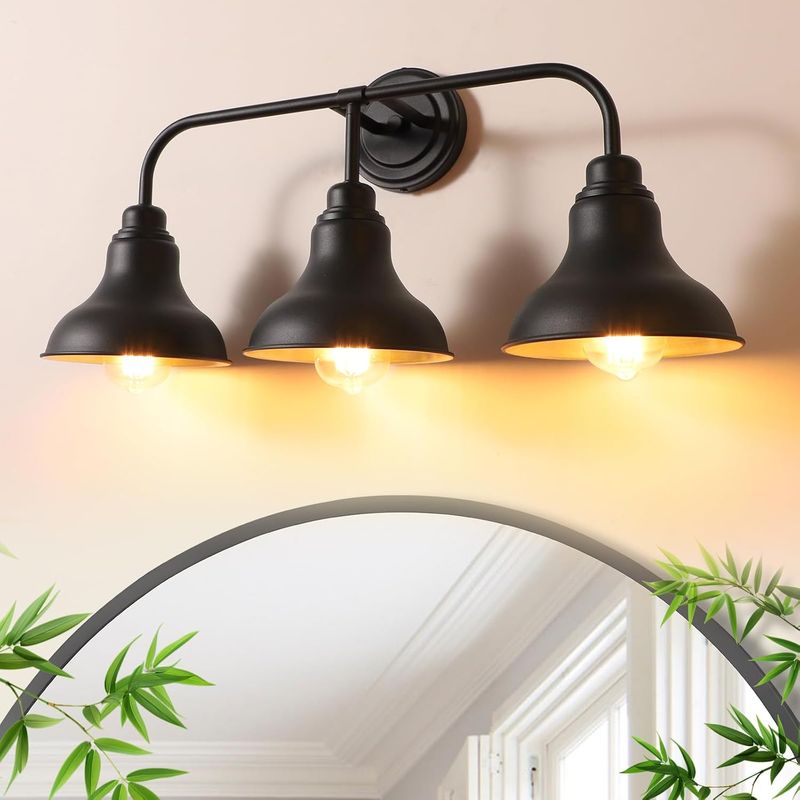 pasentel 34.25 inch Large Farmhouse Bathroom Vanity Light, 4-Light Vanity Light Over