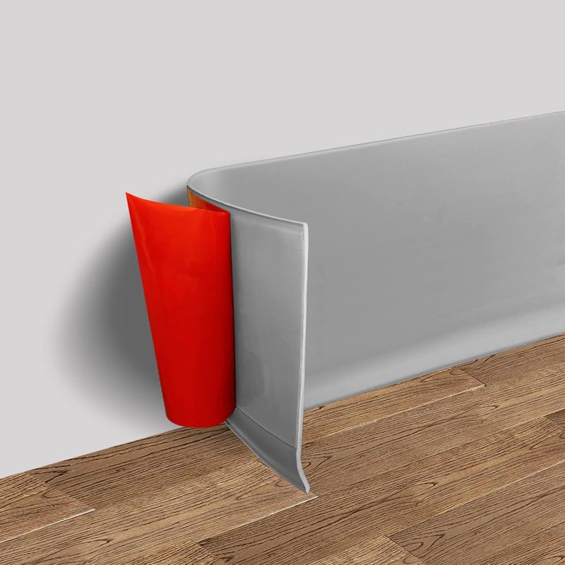FONUNO Vinyl 6 inch Flexible Self Adhesive Rubber Wall Base Moulding Trim, Gray BEEN