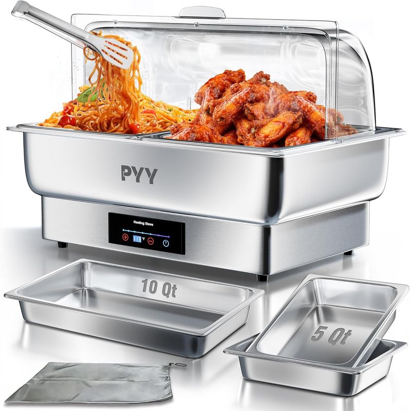 PYY (2) 5 Qt. ONLY Stainless Steel Electric Buffet Servers and Warmers
