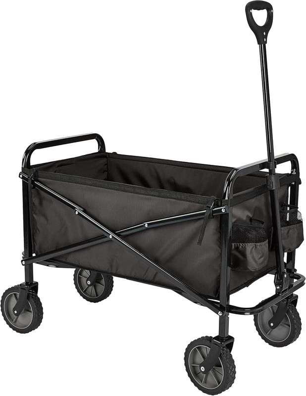 Basics Collapsible Folding Heavy Duty Utility Wagon for Outdoor Sports