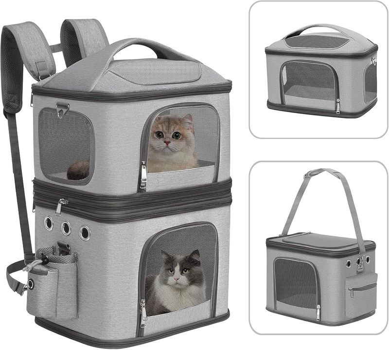 HOVONO Detachable Double Pet Carrier Backpack for Cats and Small Dogs, Cat