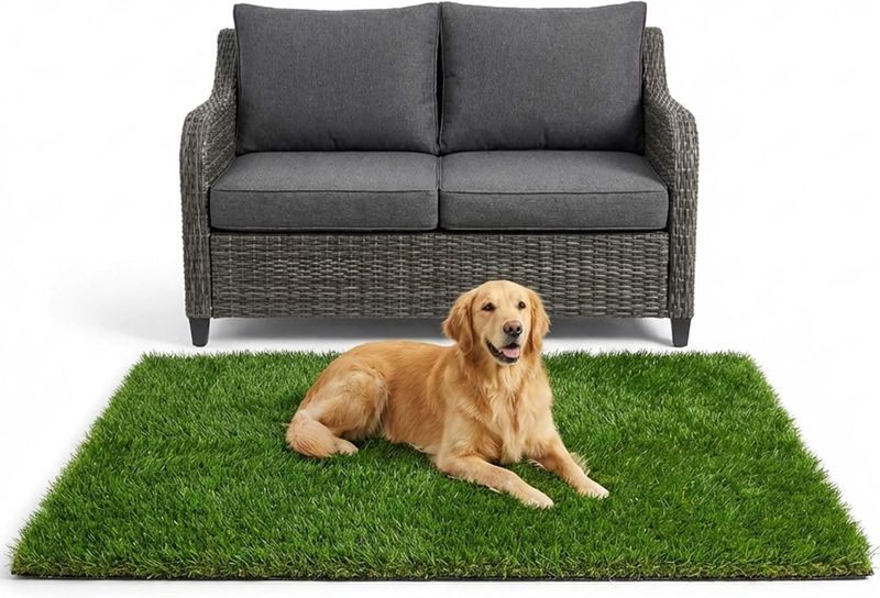 THREE ORANGES Artificial Grass Mat – 3×5 Ft, Fake Grass with 1.38-Inch High