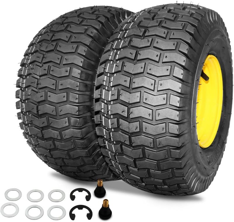 MAXROLLORS (2 Pack) 15x6.00-6 Tubeless Front Tire and Wheel, 3/4 inch Bearings, 3 inch