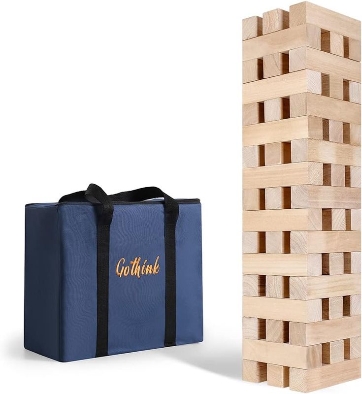 GOTHINK Giant Tumbling Tower Game, Super Large 51pcs Wooden Blocks Stacking