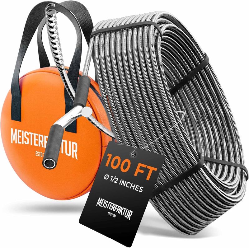 Meisterfaktur drain snake 3.0 [100 FT] - extremely long - Ideal plumbing snake