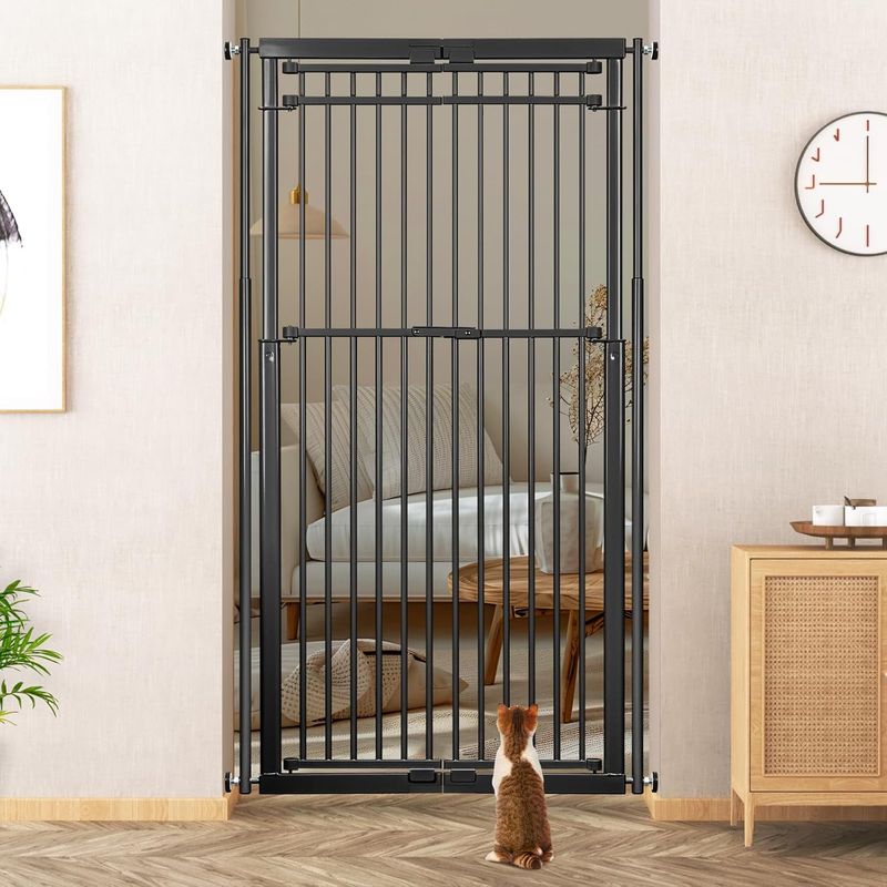 WIDERSAFER 78.8 inch Extra Tall Cat Gate, 28.3-33 inch Wide Cat Door for Stairs