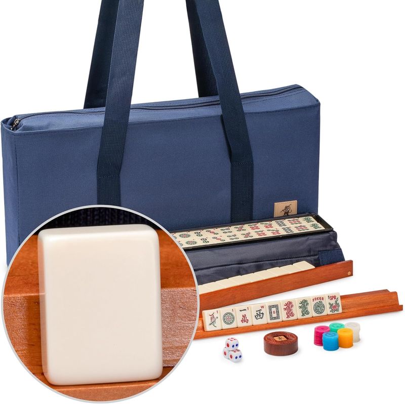 Yellow Mountain Imports American Mahjong Game Set, Sapphire with Blue Soft Case