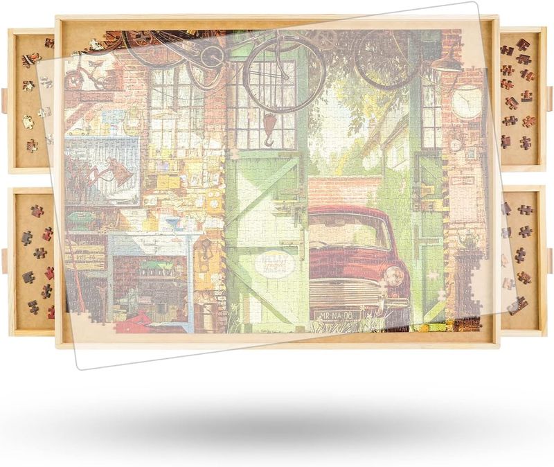 ALL4JIG 1500 Pieces Rotating Puzzle Board with 4 Drawers and Cover,25 inchx34 inch