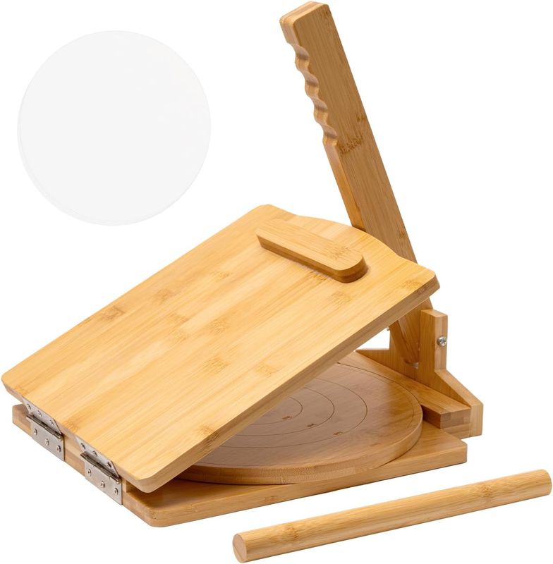 2025 Upgraded Wooden Tortilla Press 10 Inches Rotatable 10 inch Wood Tortilla Press