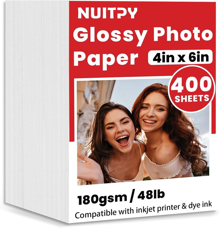 400 Sheets Glossy Photo Paper, 4in x 6in Inkjet Photo Printer Paper, Picture
