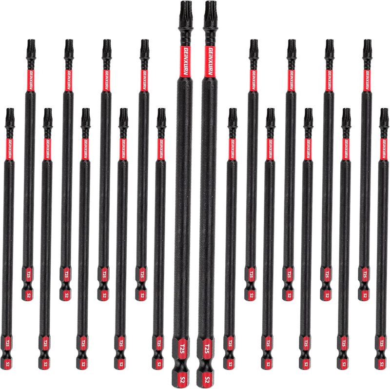 GEINXURN 20Pack Impact Tough #25 Torx 6 in. Insert Driver Bits, Magnetic T25