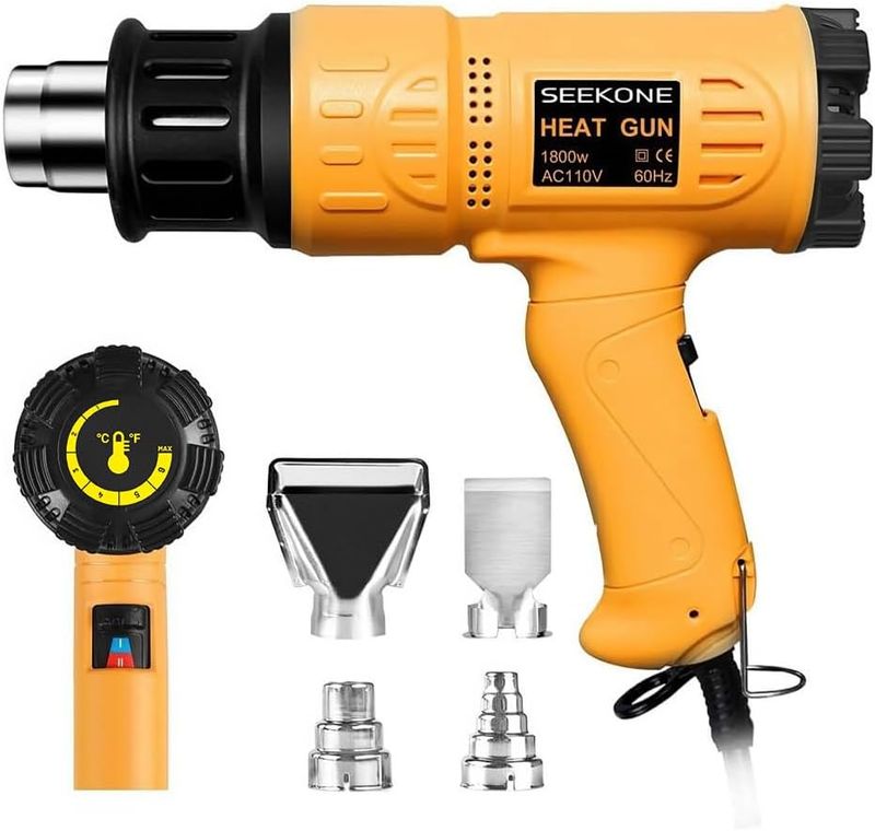 SEEKONE Heat Gun 1800W 122℉-1202℉（50℃- 650℃）Fast Heating Heavy Duty Hot Air Gun
