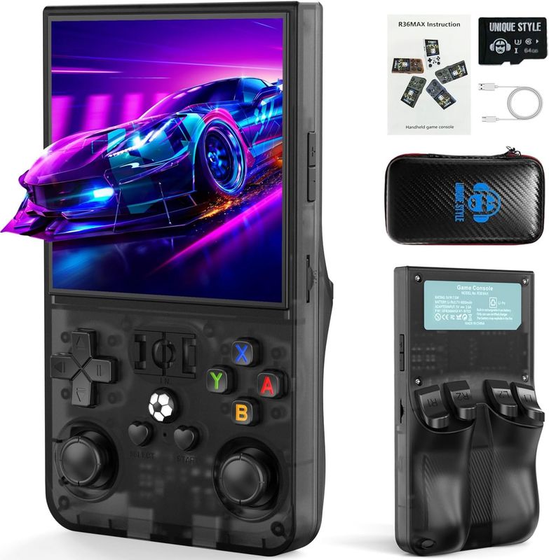 YEQOO R36MAX Retro Handheld Game Console, 4.0 Inch IPS HD Screen Portable Retro