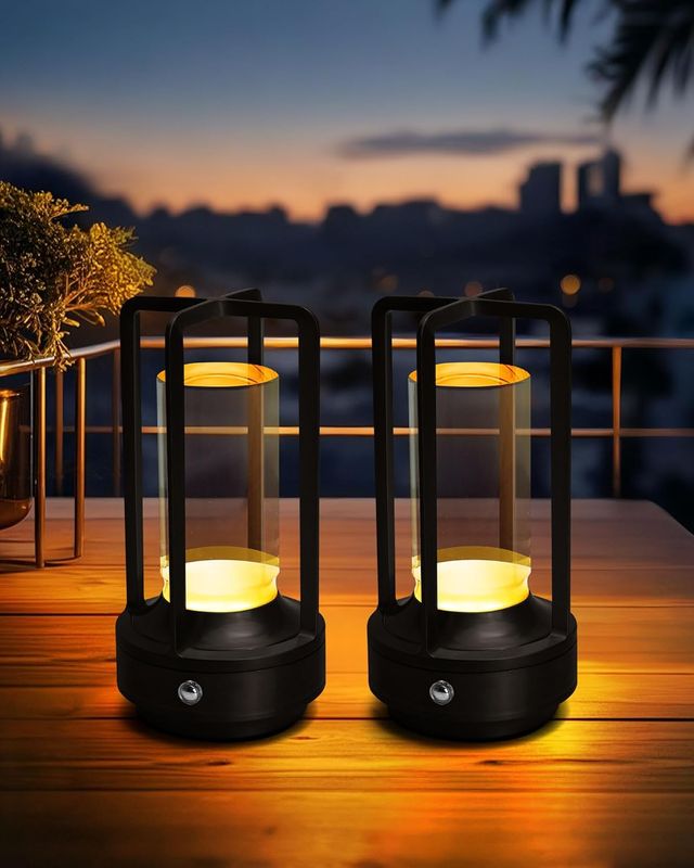 Jinchangming Set of 2 Cordless Table Lamps, LED Rechargeable Battery Operated