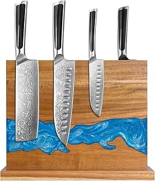minyuexia magnetic knife holder - Acacia wood Magnetic Knife Block, Magnetic