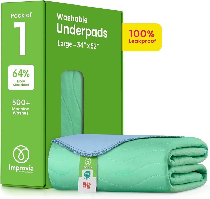IMPROVIA® Washable Underpads, 34 inch x 52 inch (1 Pack) - Heavy Absorbency Reusable