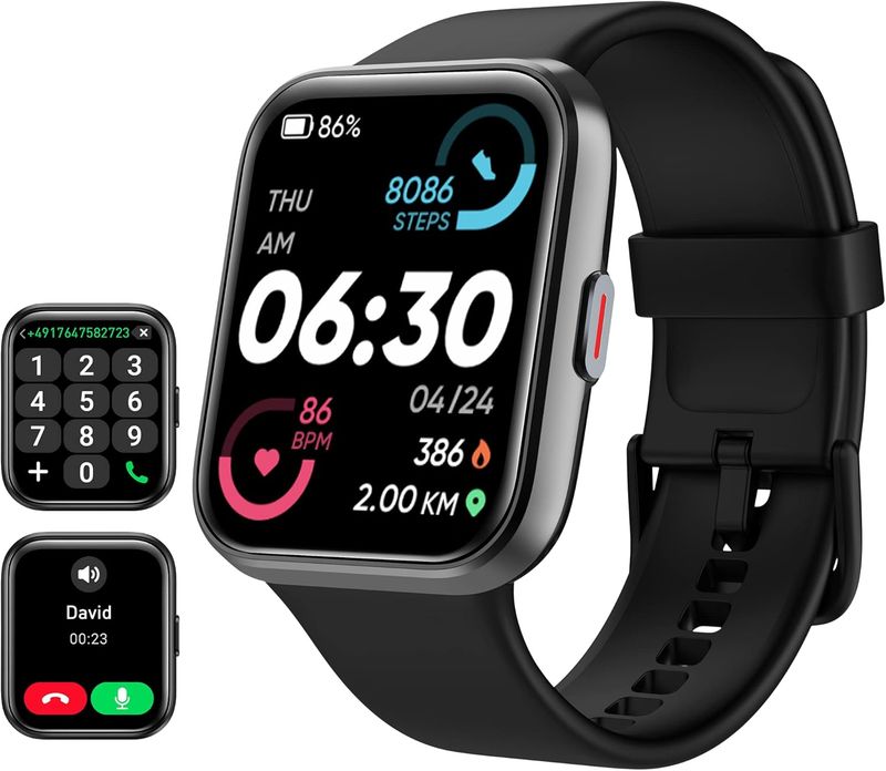 Tensky Smart Watch for Men/Women Android & iPhone, Alexa Built-in, 1.8 inch Touch