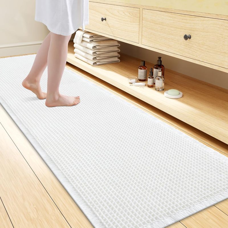 Smiry Waffle Bath Mat 72x24, Extra Soft Absorbent Bathroom Rugs, Non Slip