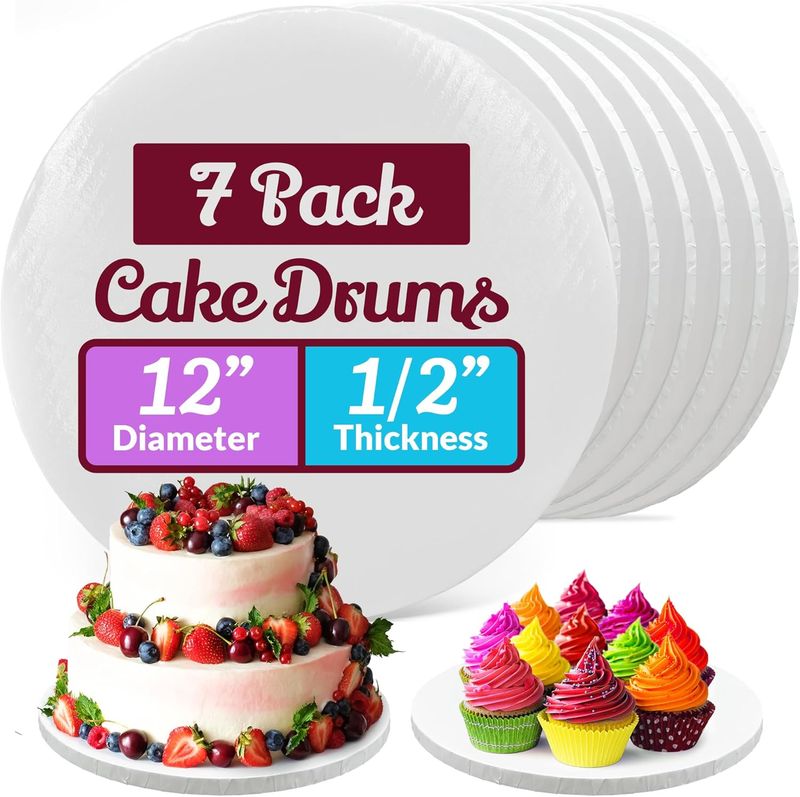 Reli. Cake Boards Drum 12 Inch (7 Pack)  White Cake Drums 12 Inch Round