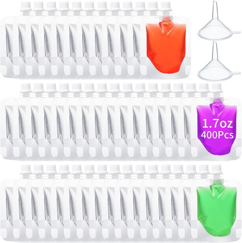 Seeloowy 400 Pcs Plastic Pouches Bulk Clear Juice Bags Squeeze Pouches Plastic