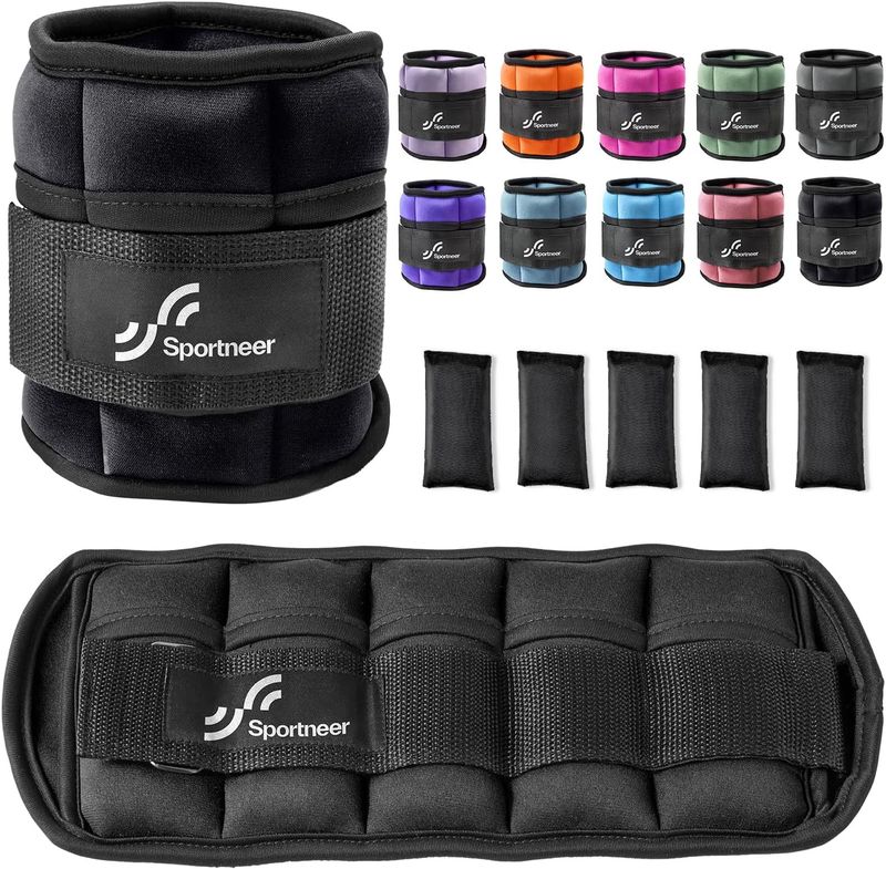 Sportneer Adjustable Ankle Weights Set - 1 Pair (2-10 lbs) Removable Sandbags