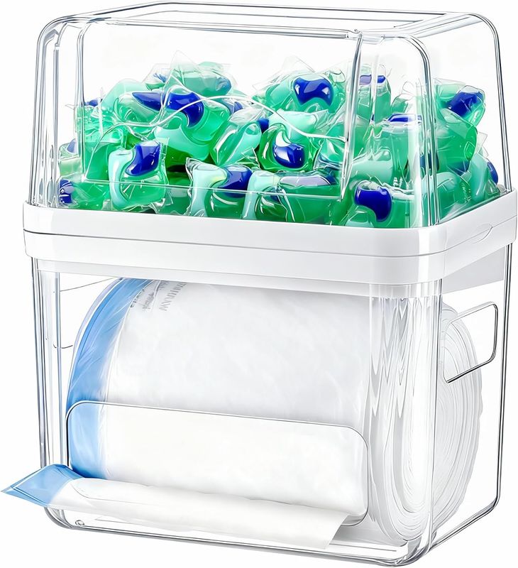 iCASA Trash Bag Dispenser Dishwasher Pod Organizer, 3 in 1 Grocery Garbage Bags