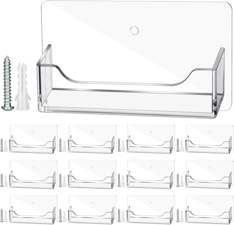 Wesiti 12 Pcs Business Card Holder Wall Mount Clear Acrylic Desk Visiting Card