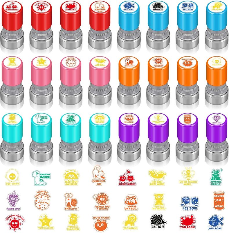 Yinder 24 Pcs Teacher Stamps for Classroom Self Inking School Classroom Stamps