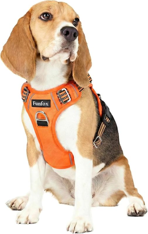Funfox Dog Harness No Pull, Adjustable Pet Vest Harness, Super Soft Material (M)