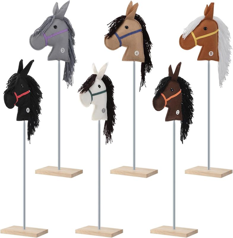Relaxgiant 6 Pcs 47.24 Inches Stick Horse Plush Handcrafted Riding Horse