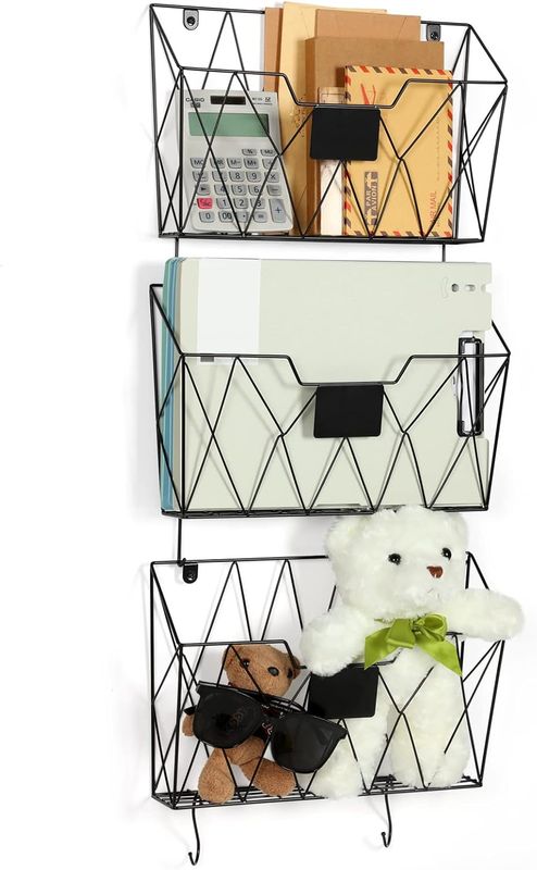 OYEAL Hanging Wall File Organizer Metal Wall File Holder 3 Pockets Mail