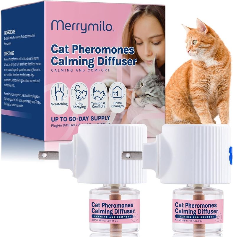 MerryMilo Cat Calming Pheromones Diffuser: 2 Classic Cats Plug-in Refill