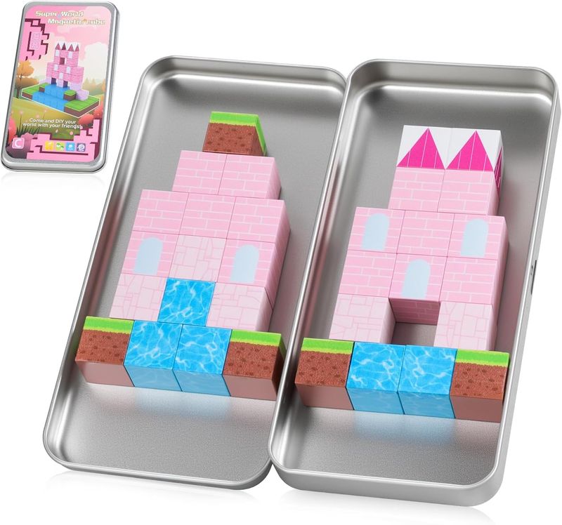 Jollynamy Mini Portable Magnetic Blocks with Iron Storage Box - Travel Magnet