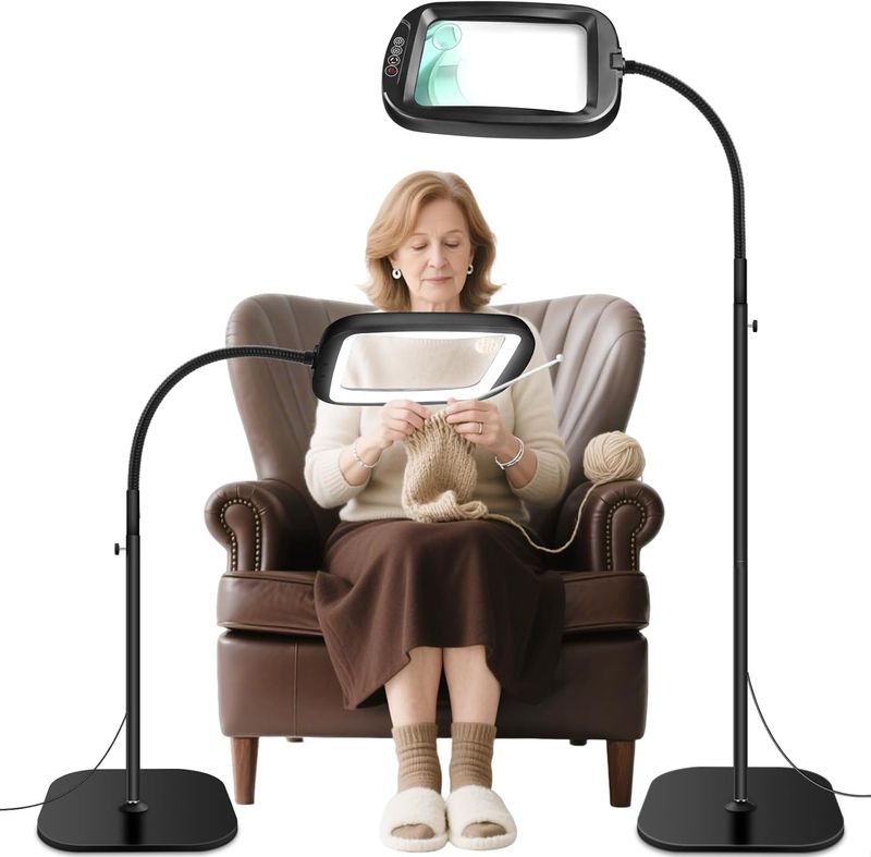 30X 10X Extra Large Floor Magnifying Glass with Light and Stand,60 LED Flexible