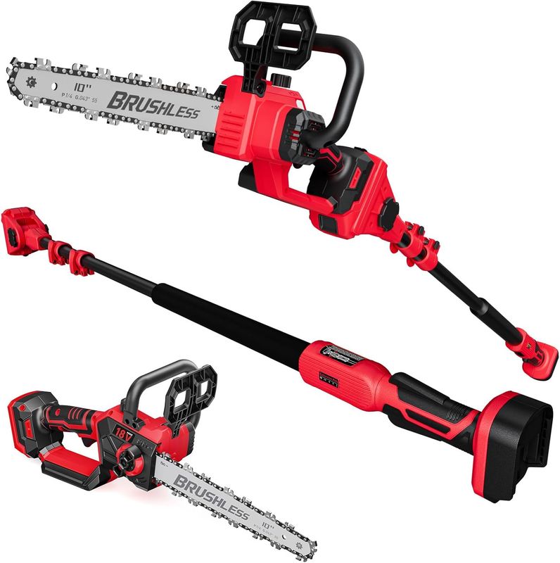 2-IN-1 Cordless 10-Inch Pole Saw And Chainsaw Compatible with Milwaukee M18 18V