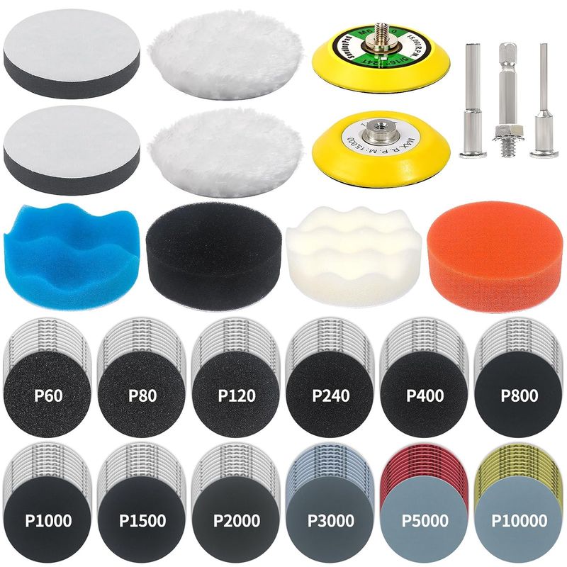133 PCS Sanding Disc Drill Polishing Kit Sanding Attachment, 3 Inch Wet Dry