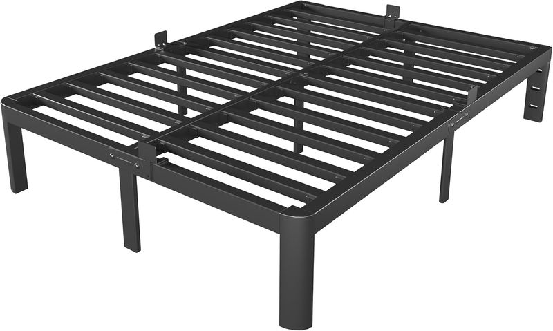 KZZLOL Full Size, 12 inch Black Metal Full Bed Frame